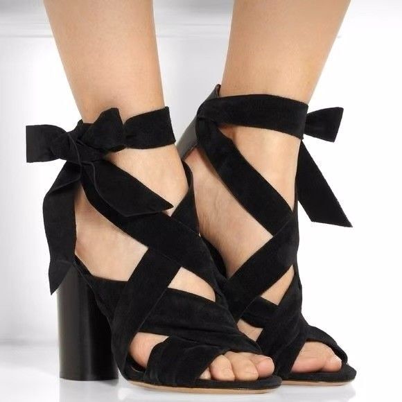 Isabel Marant Amelia Women's Sandals Sz 8 Black Suede Ankle Strap Block Heel - Picture 1 of 13